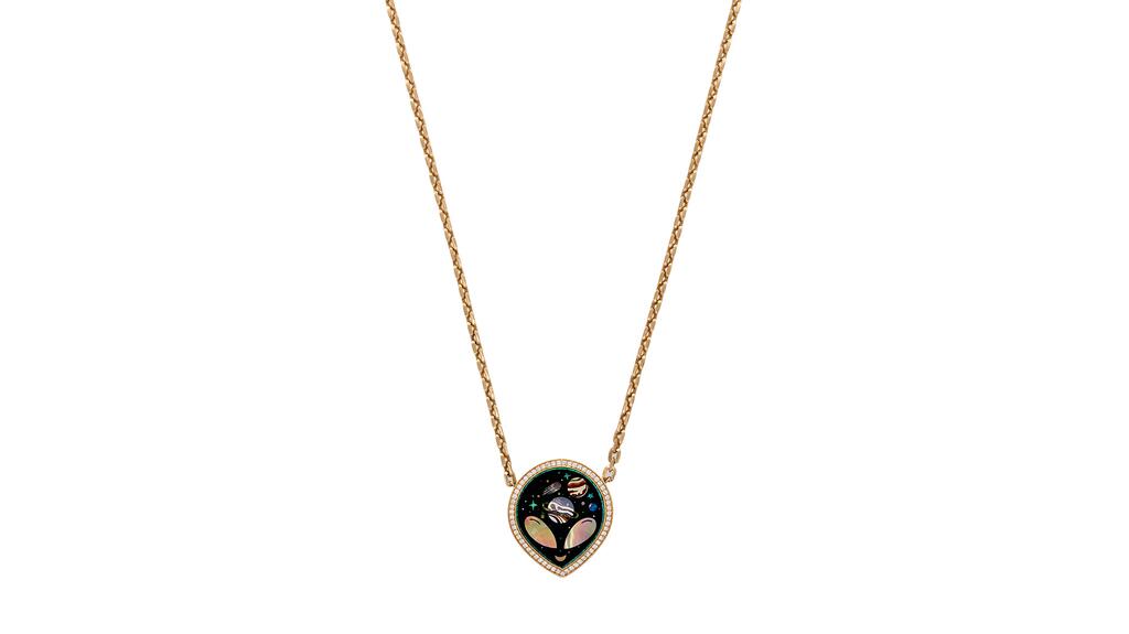 Jacquie Aiche’s alien-shaped inlay necklace. ($17,625) Alien Galaxy Inlay Necklace